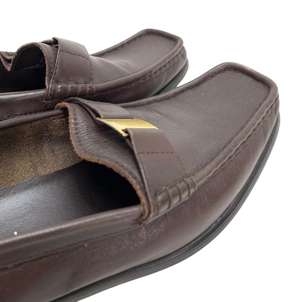 MARKON Womens Square Toe Brown Leather Loafers Flats ALPHA Slip On Shoes sz 10 - Picture 5 of 16